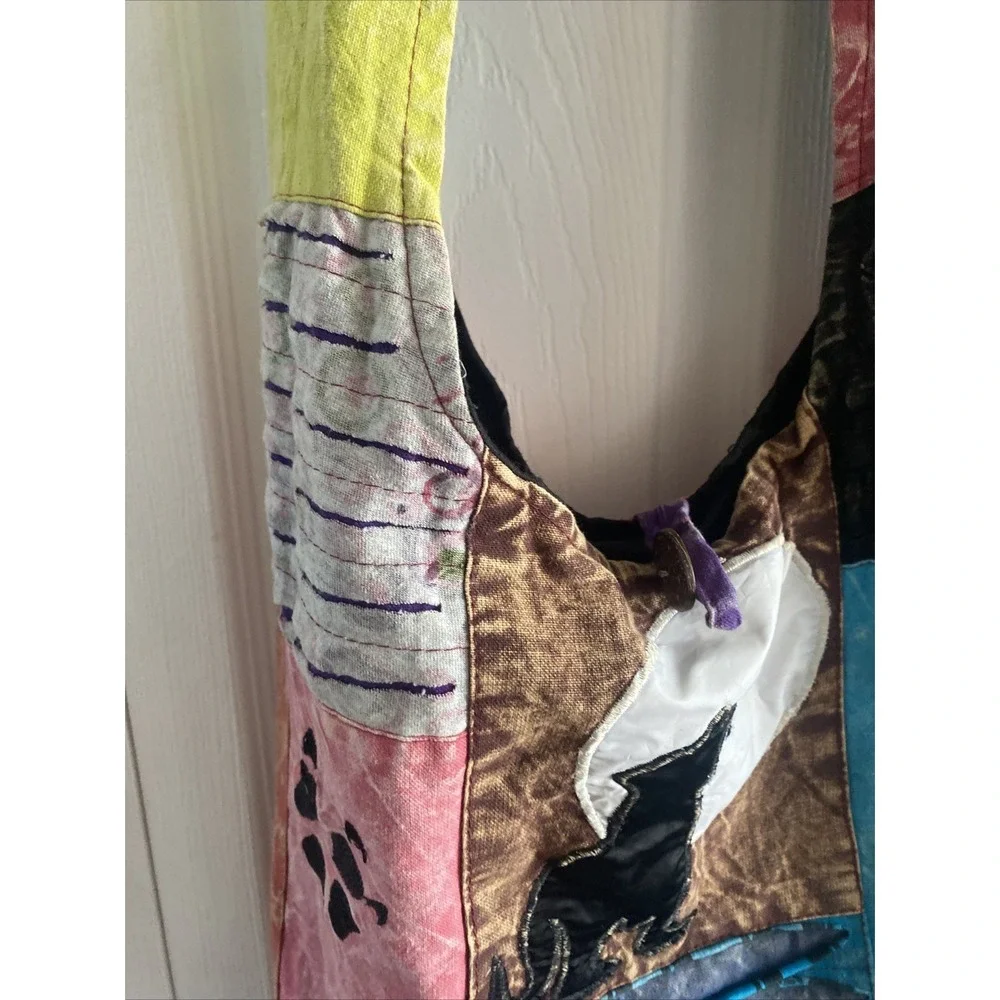 Patchwork Boho‎ Hobo Bag Womens OS Multi Moon Festival Cotton Newspaper Bag